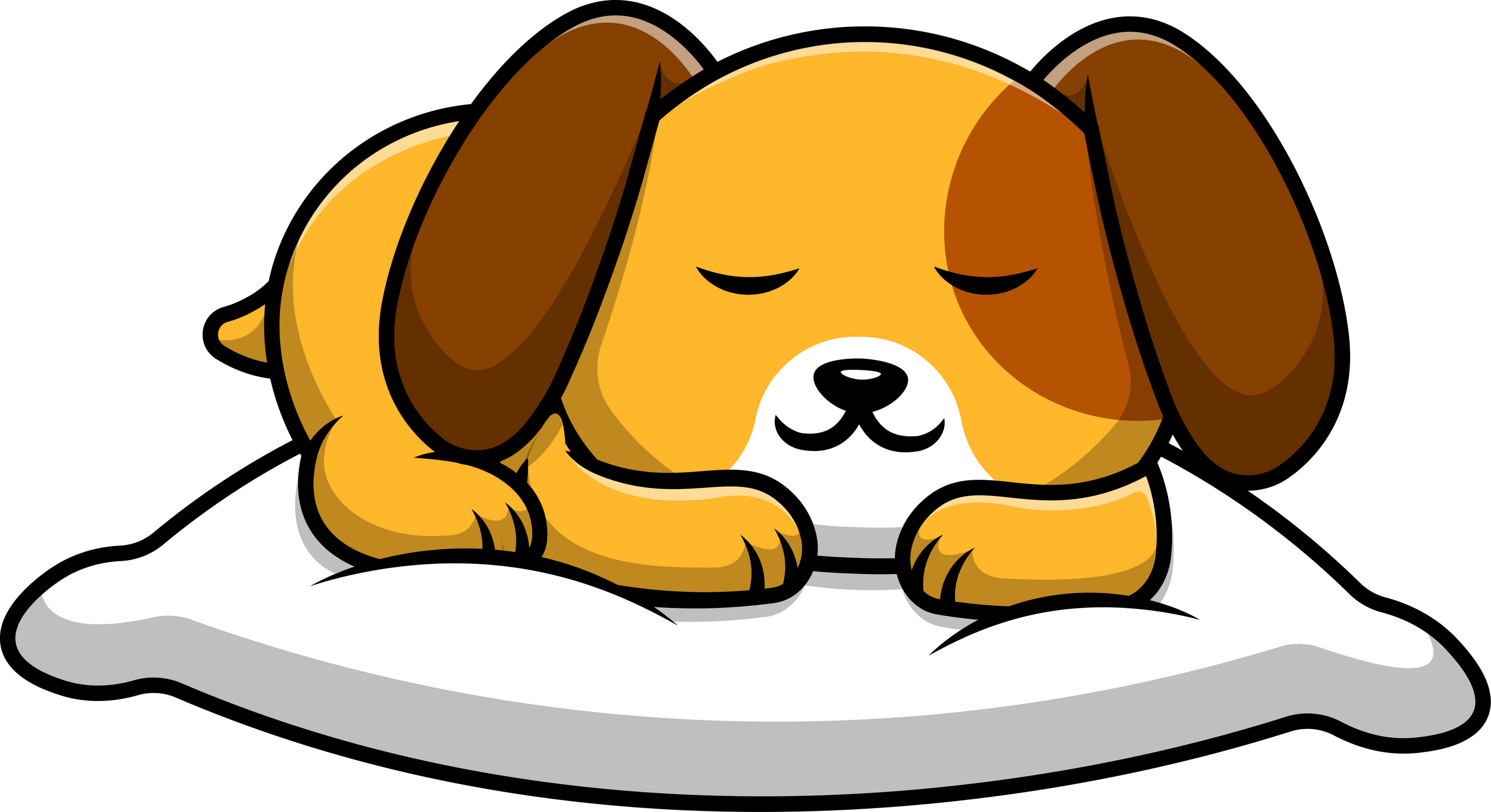 Cute Dog Sleeping On Pillow Cartoon